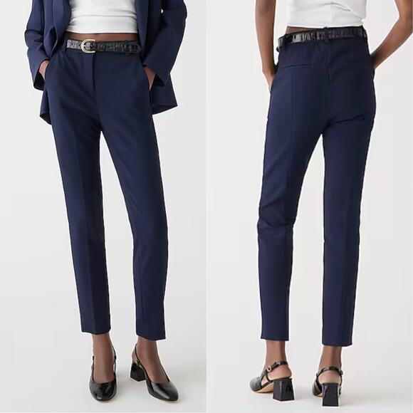 J. Crew NWT Solid Navy Cameron High Rise Ankle Length Career Trouser Pants - Picture 1 of 8